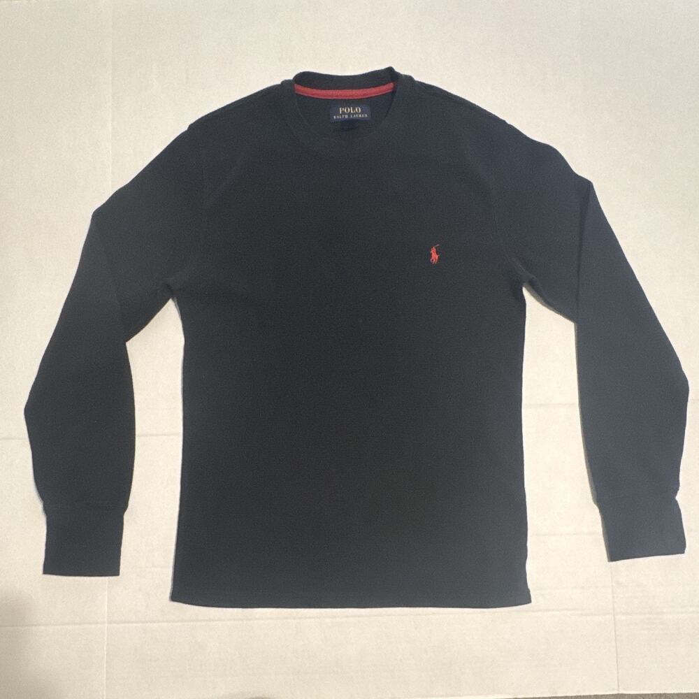 Polo Ralph Lauren Men's Black Crew Neck Long Sleeve Pullover Sweater M Logo